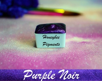 Handmade Metallic Purple Shimmer Watercolour paint | Purple Noir  | Honeybee Pigments | Calligraphy Ink | Hand Lettering | Aquarelle