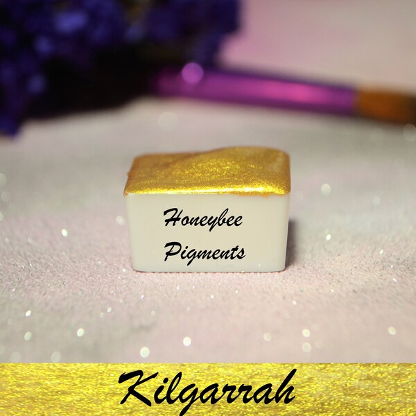 Kilgarrah | Gold Metallic Watercolour paint | Honeybee Pigments | Calligraphy Ink | Hand Lettering | Artist supplies | Handmade Watercolour