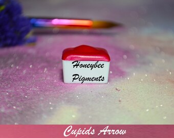 Cupids Arrow | Red Pink Shimmer Watercolour paint | Honeybee Pigments | Calligraphy Ink | Hand Lettering | Artist supplies | Handmade