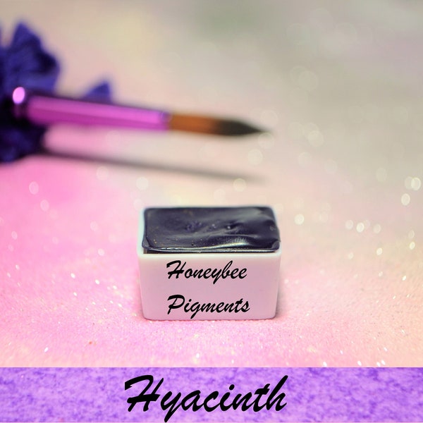 Hyacinth | Handmade Matte Ultramarine Violet Watercolour paint | Honeybee Pigments | Calligraphy Ink | Hand Lettering | Aquarelle