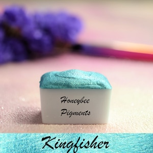 Kingfisher | Turquoise Shimmer Watercolour paint | Honeybee Pigments | Calligraphy Ink | Hand Lettering | Artist supplies | Handmade