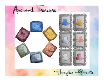 Ancient Treasures | Handmade Shimmer Watercolour paint Set | Honeybee Pigments | Calligraphy Ink | Hand Lettering | Aquarelle