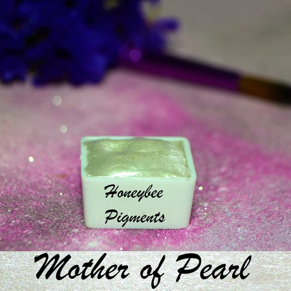 Mother Of Pearl | White Shimmer Watercolour paint | Honeybee Pigments | Calligraphy Ink | Hand Lettering | Artist supplies | Handmade