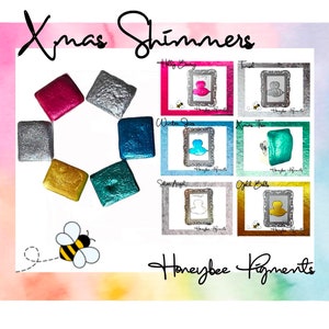 Xmas Shimmers | Handmade Shimmer Metallic Watercolour paint Set | Honeybee Pigments | Calligraphy Ink | Hand Lettering | Aquarelle