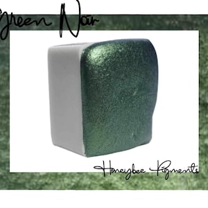 Green Noir | Handmade Metallic Green Shimmer Watercolour paint | Honeybee Pigments | Calligraphy Ink | Hand Lettering | Aquarelle