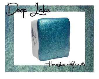 Deep Lake  | Handmade Metallic Green Shimmer Watercolour paint | Honeybee Pigments | Calligraphy Ink | Hand Lettering | Aquarelle