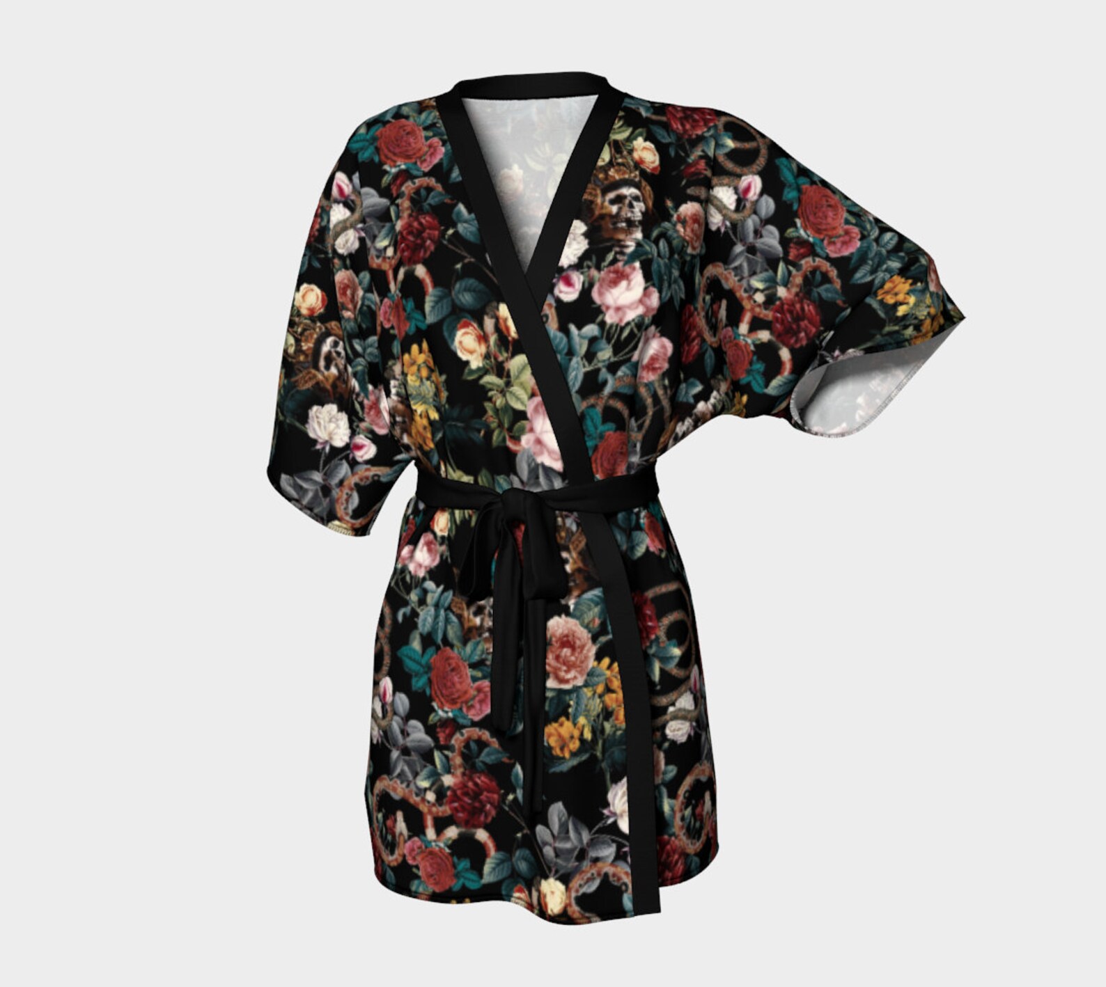 Night Queen Kimono Robe Skull Kimono Roses Kimono Etsy