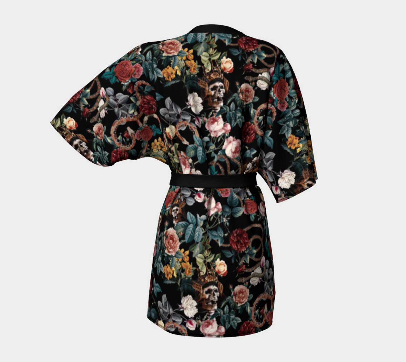 Night Queen Kimono Robe Skull Kimono Roses Kimono Etsy