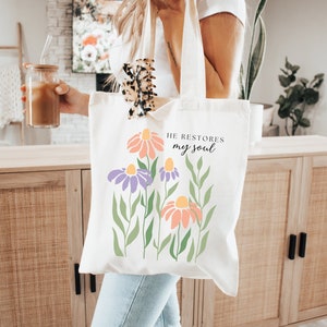 Christian tote bag Church bag Christian tote bags Christian merch Bible tote Wildflower tote bag Jesus tote Bible bag Boho christian bag