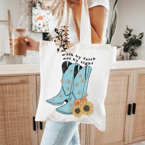 Christian tote bag Church bag Christian tote bags Christian merch Bible tote Wildflower tote bag Jesus tote Bible bag Boho christian bag