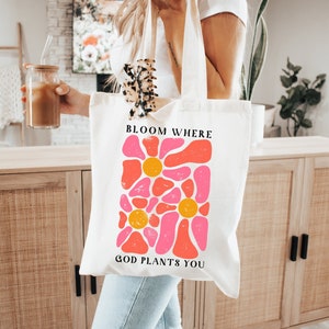Christian tote bag Church bag Christian tote bags Christian merch Bible tote Wildflower tote bag Jesus tote Bible bag Boho christian bag