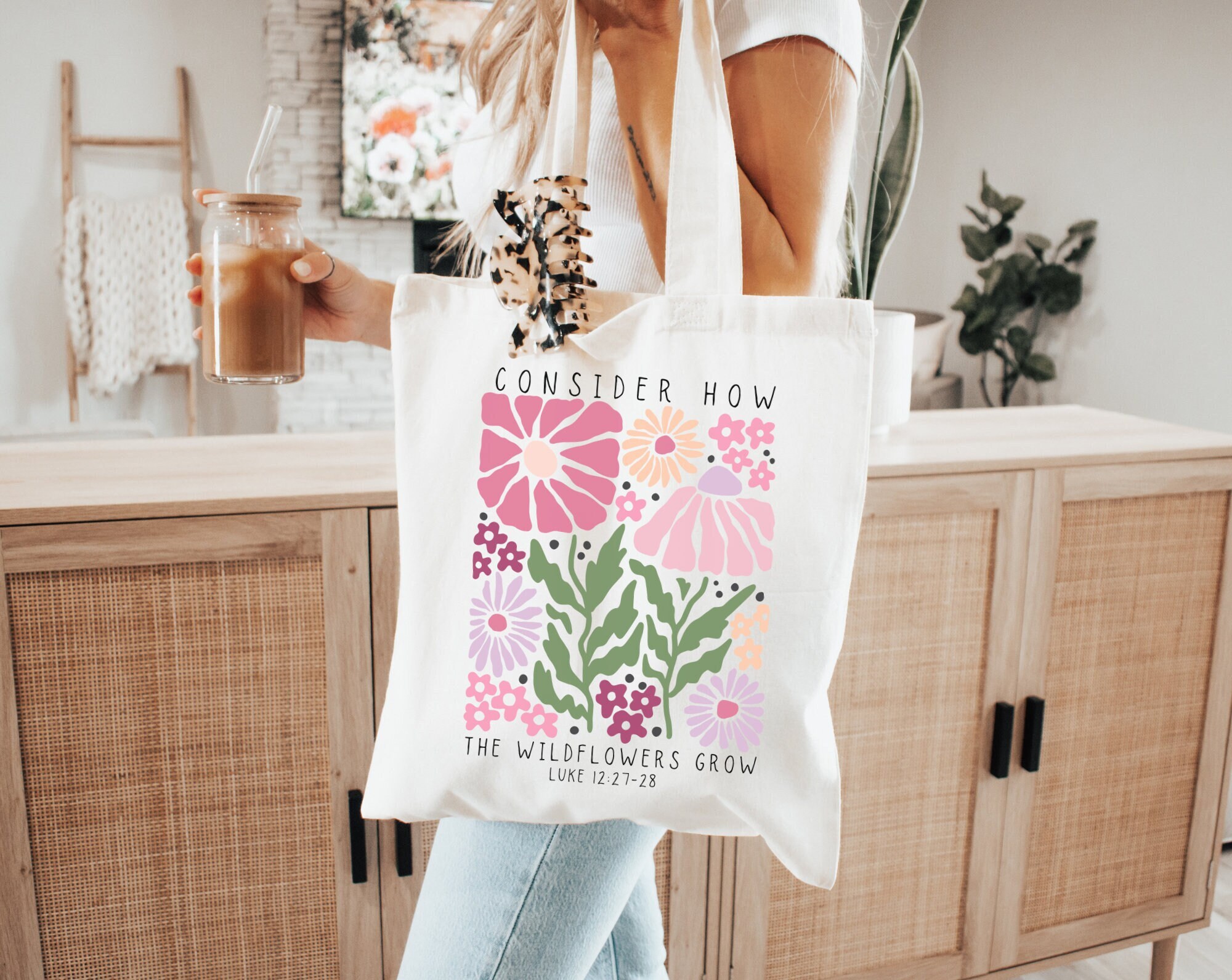 Christian Tote Bag Church Bag Christian Tote Bags Christian Merch Bible Tote Wildflower Tote Bag Jesus Tote Bible Bag Boho Christian Bag Etsy