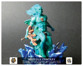 Abyssal Army - Triton, Triton Miniature, Mermaid, Octopus Queen, Triton, Queen of the Seas, Fantasy Miniature, Magical Creature, Miniature