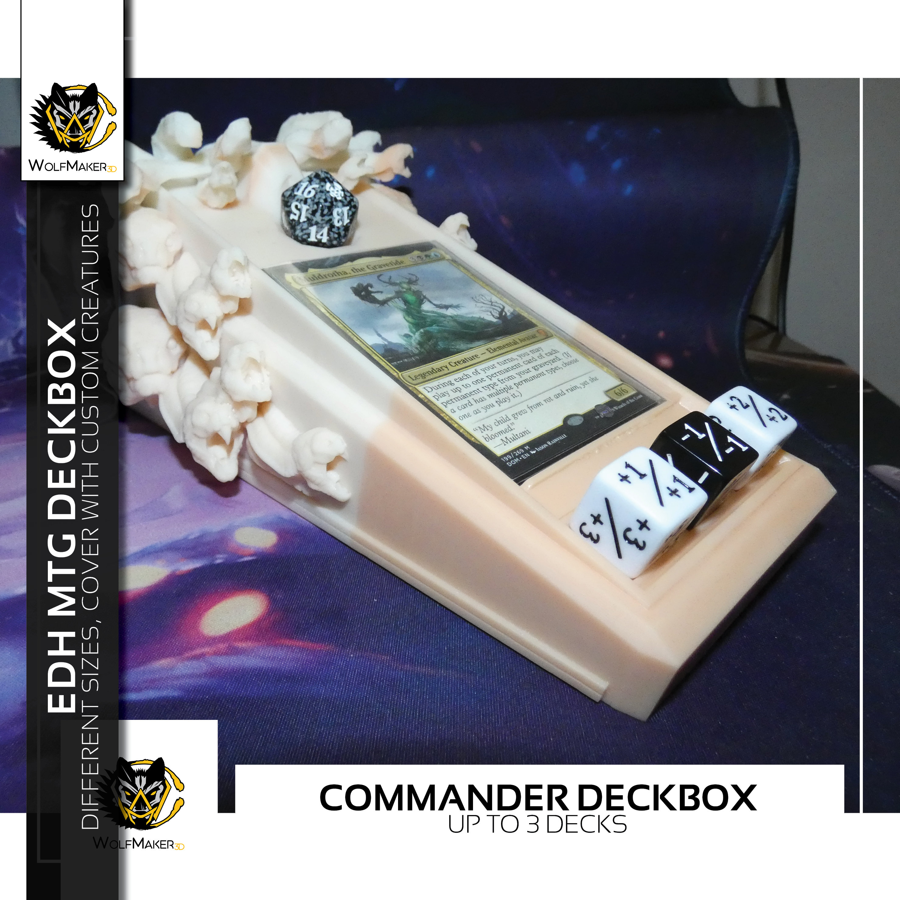 Jumbo 3D Printed Deck Box. Fits up to 8 DoubleSleeved Magic The Gathering Decks