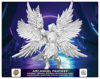 Warrior angel, seraph, fighting archangel, fantasy miniature, angelic warrior, fantasy creatures, resin, board games, figures