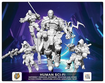 Scifi soldier, science fiction, futuristic soldier, cyborg, resin printed miniature, soldier, steampunk, board games and boardgame