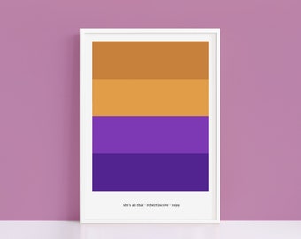 She's All That minimalist colour palette print | A4 and A3 alternative movie poster | Polaroid Style