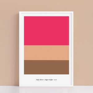 Impresión de paleta de colores minimalista de Baby Driver / Póster de película alternativo en tamaño A4 y A3 / Estilo Polaroid