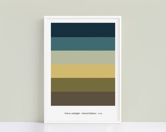 Before Midnight minimalist colour palette print | A4 and A3 alternative movie poster | Polaroid Style