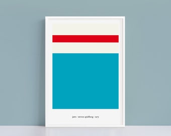 Jaws minimalist colour palette print | A4 and A3 alternative movie poster | Polaroid Style