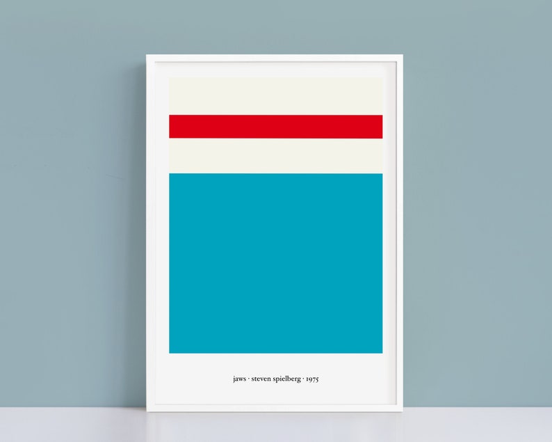 Jaws minimalist colour palette print A4 and A3 alternative movie poster Polaroid Style image 1