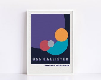 Black Mirror: USS Callister minimalist colour palette circles print | A4 and A3 alternative TV show poster | Polaroid Style