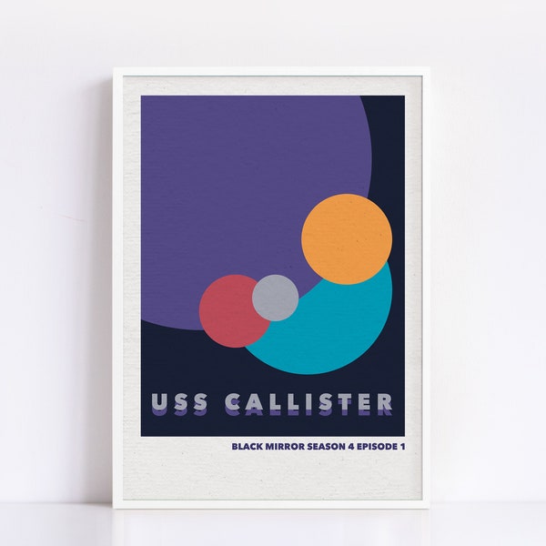 Black Mirror: USS Callister minimalist colour palette circles print | A4 and A3 alternative TV show poster | Polaroid Style