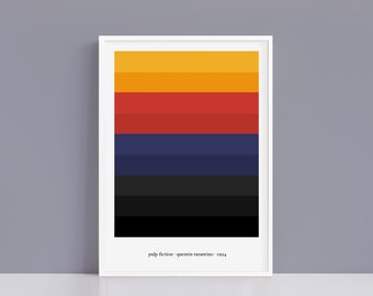 Pulp Fiction minimalist colour palette print | A4 and A3 alternative movie poster | Polaroid Style