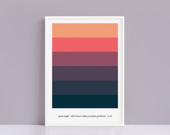 Game Night minimalist colour palette print | A4 and A3 alternative movie poster | Polaroid Style