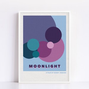 Stampa con cerchi con palette di colori minimalisti al chiaro di luna / Poster di film alternativi in formato A4 e A3 / Stile Polaroid