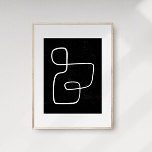 Abstract Scribble Line Art Drawing, Minimalist Modern Line Poster, Black and White Print, Contemporary Artwork, Printmaking Art, Gift Ideas