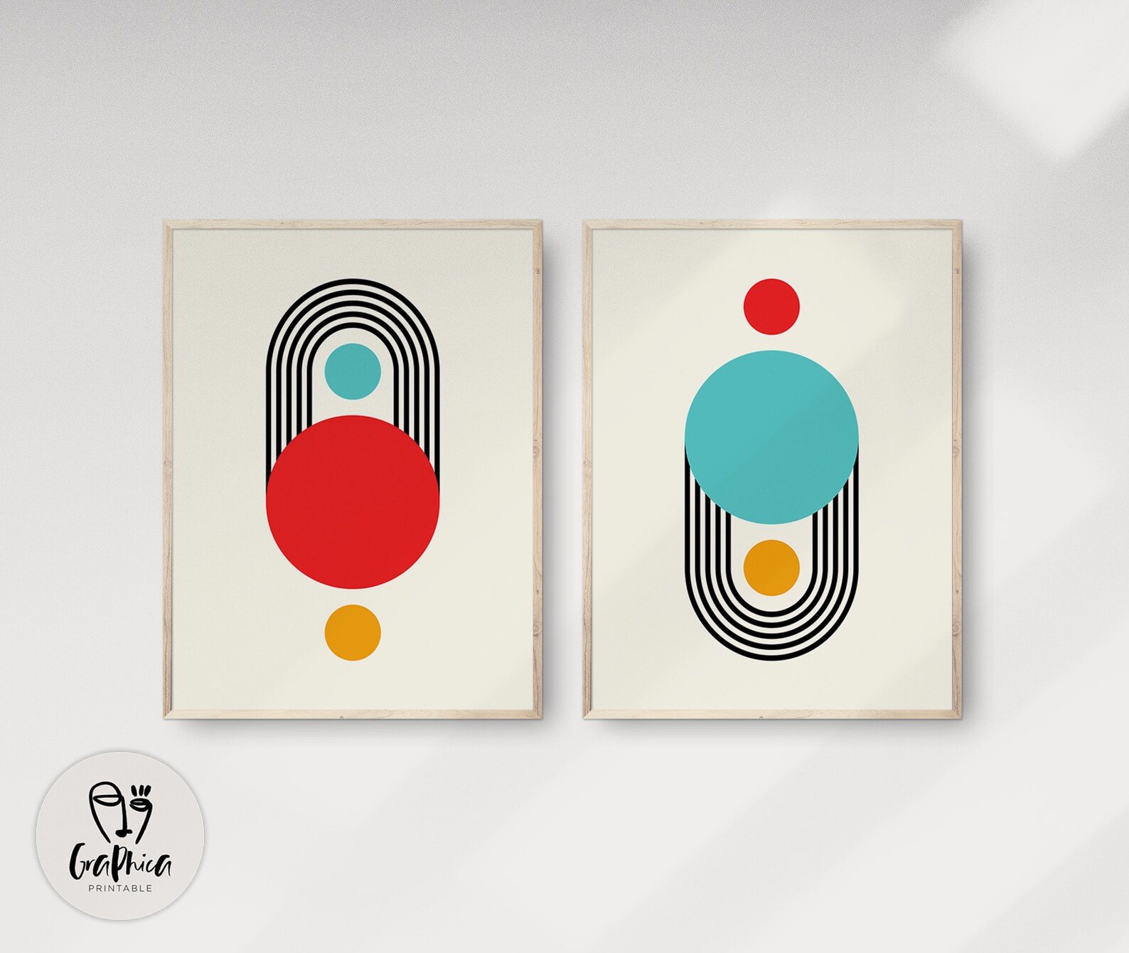 Mid Century Wall Art, Minimalist Geometric Poster, Modern Abstract ...