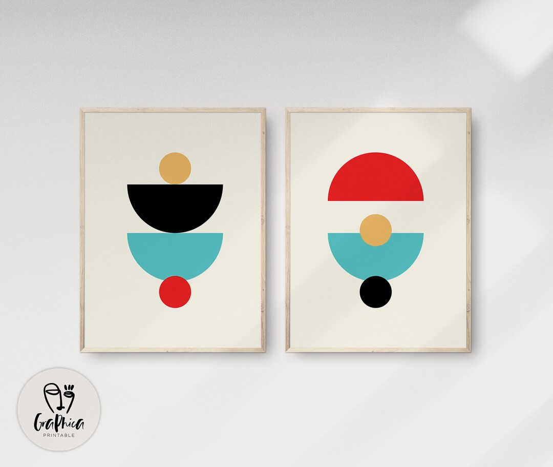 Mid Century Wall Art, Minimalist Geometric Poster, Modern Abstract ...