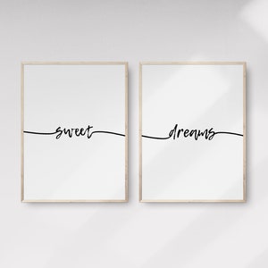 Typography Wall Art, Above Bed Art, Sweet Dreams Sign, Motivational Poster, Above Crib Wall Decor, Calligraphy Print, Positive Quote Print