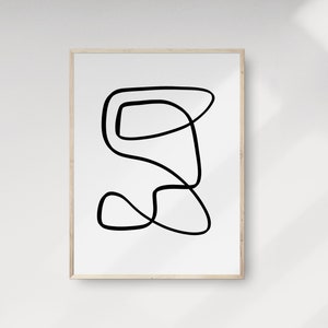 Abstract Scribble Line Art Drawing, Minimalist Modern Line Poster, Black and White Print, Contemporary Artwork, Nordic Wall Art, Gift Ideas