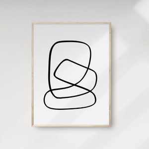 Abstract Scribble Line Art Drawing, Minimalist Modern Line Poster, Black and White Print, Contemporary Artwork, Nordic Wall Art, Gift Ideas