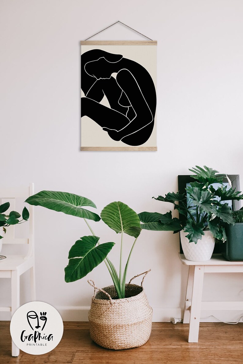 Minimalistische Frauenakt-Linienkunst Leinwandbild | 60x90 Cm, 3-teilig, Rahmenlos | Wanddeko Für Wohnzimmer & Schlafzimmer
