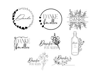 Danke Bundle PNG SVG Datei - Download Plotterdatei - Plotter File - Danke für alles - Herzliches Dankeschön - Liebe Love - Lieben Dank