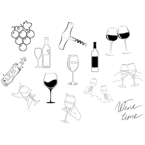 Wijn Wijn Bundel - Drankjes Party Celebration Vieren - SVG Downloadbestand - Plotterbestand - Plotter Cricut - Rode Wijn Witte Wijn Wijn Rode Wijn Wit
