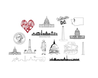 Washington D.C. Bundle PNG SVG File - Download Plotter File - Plotter File - USA Washington Monument United States Capitol