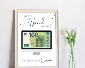 Regalo de dinero para computadora - Regalo de último minuto - Hecho a mano - Descarga instantánea en PDF para imprimir Cumpleaños