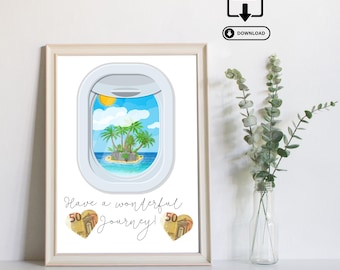 Cash gift for travel - Last minute gift of money - Printable PDF download - Travel fund, vacation money, travel adventure, travel voucher