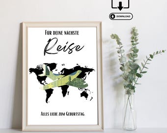 Travel Money Gift - Last Minute Gift - Printable PDF Download - Travel Fund, Holiday Money, Travel Adventure, Travel Voucher, Birthday