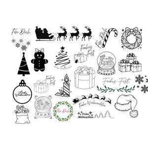 Christmas Christmas Winter Bundle PNG SVG File - Download Plotter File - Star Santa Snow Gingerbread Nutcracker