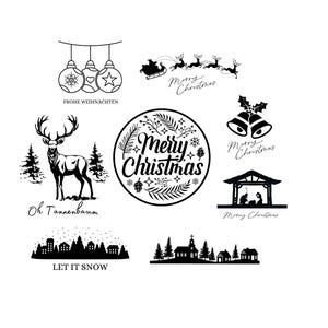 Pacchetto di Natale di Natale - File di download in formato SVG - File di plotter - Natale Stella di Natale Pupazzo di neve Pupazzo di neve di neve