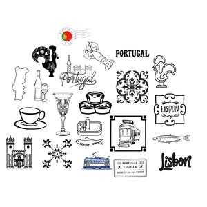 Portugal Bundle PNG SVG File - Télécharger Plotter File - Plotter File - Europe Europe Lisbonne Lisbonne Poisson Homard Vin Poisson Vin