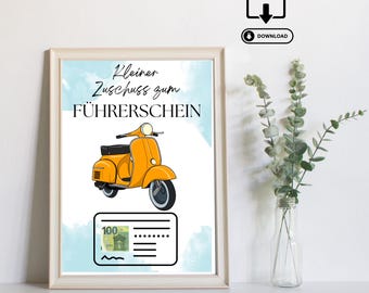 Regalo in contanti per la patente di guida - Fai da te moderno - Regalo dell'ultimo minuto - Fatto a mano - Regalo in contanti stampabile - Download PDF immediato - Auto