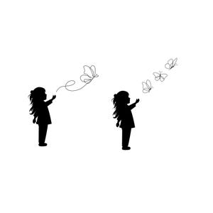 Mädchen mit Schmetterling Bundle PNG SVG Datei - Download Plotterdatei - Plotter File - Kleines Mädchen von Schmetterlingen umgeben