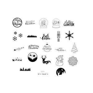 Pacchetto Natale Natale Inverno Elemento SVG - Scarica file - File plotter - Natale Natale Natale - Pupazzo di neve stellare Pupazzo di neve