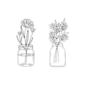 Flores en jarrón/vidrio Bundle - Archivo de descarga SVG - Archivo de plotter - Manualidades - Flores en jarrón/vidrio - Primavera Primavera Verano Verano